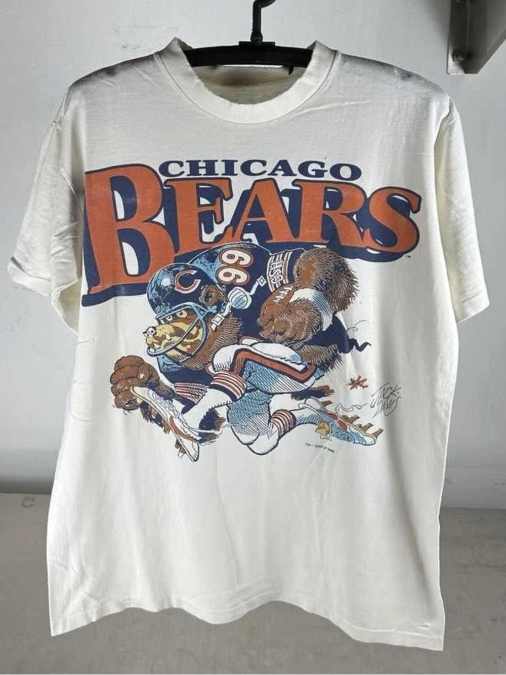 Vintage Chicago Bears NFL T Shirt with Graphic of a Cartoon Bear